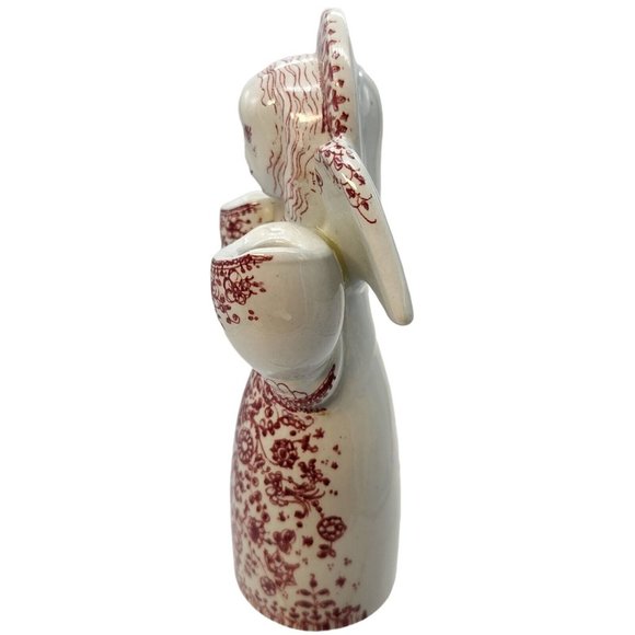 Vintage Danish Nymolle by Jacob E Bang Angel Candle Holder Red White Denmark - Picture 5 of 7